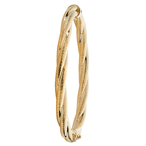 9Ct Gold Twisted Hinged Bangle - BN393