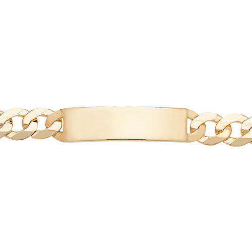 9ct Gold Gents' Curb Rectangular Id Plate Bracelet - BR268