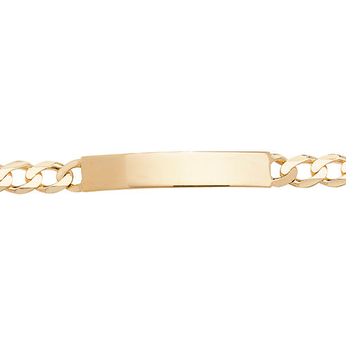 9ct Gold Gents' Curb Rectangular Id Plate Bracelet - BR269