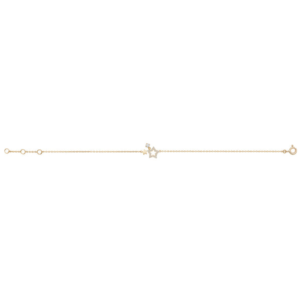 9Ct Gold Plain And Cz Star Bracelet - BR601