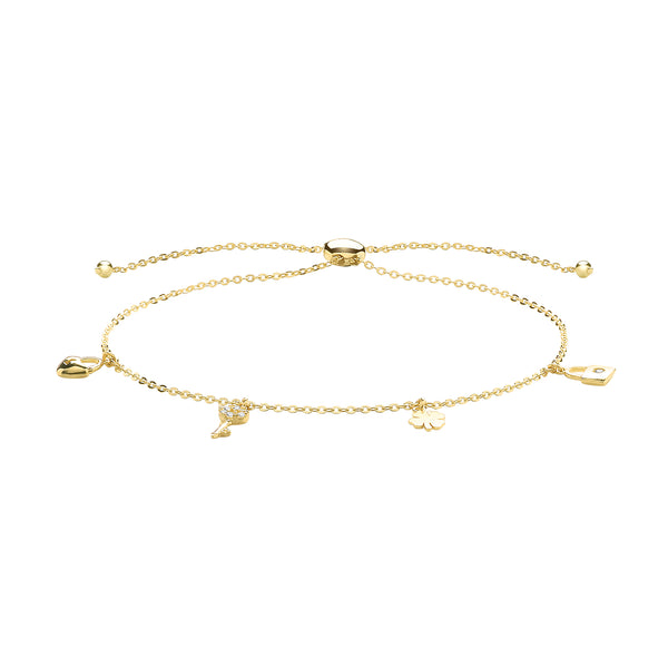 9Ct Gold Charms Pull Style Bracelet - BR626