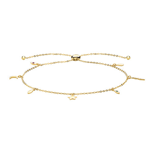9Ct Gold Charms Pull Style Bracelet - BR642