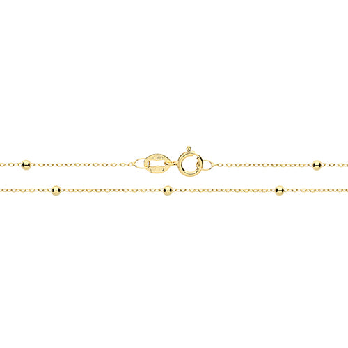 9CT Gold Flat Trace And Bead Chain CH179