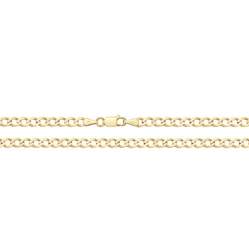 9CT Gold Flat Curb Bevelled Chain