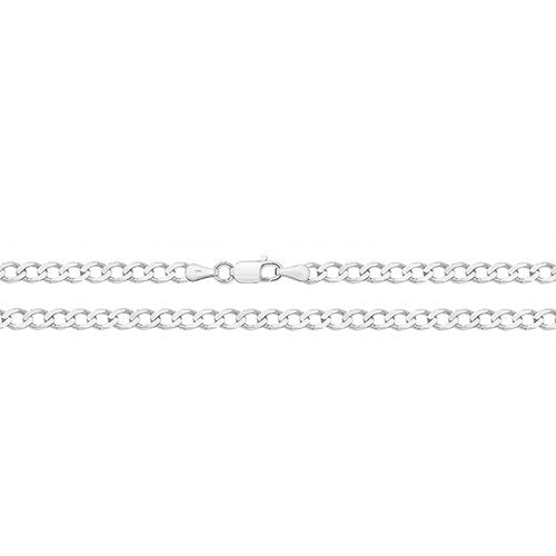 9CT White Gold Flat Curb Bevelled Chain