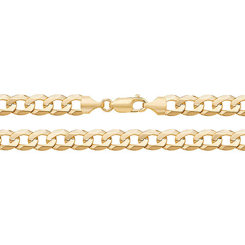 9CT Gold Flat Bevelled Curb Chain