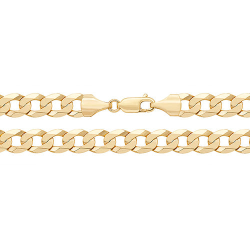 9ct Yellow Gold Flat Bevelled Curb Chain - 9mm