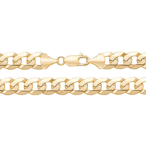9ct Yellow Gold Flat Bevelled Curb Chain - 11mm - CH445