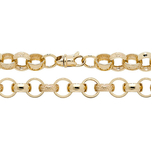 9ct Yellow Gold Belcher Bracelet- 13mm