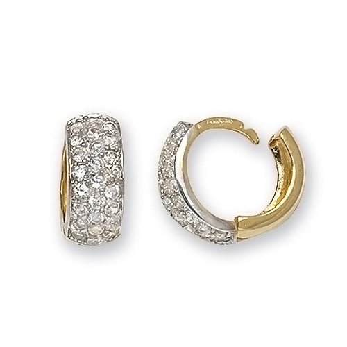 9Ct Gold Cz 3 Row Hinged Hoops - ER024