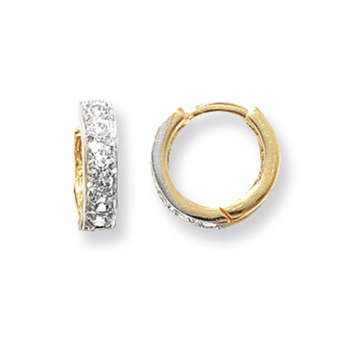 9Ct Gold Cz Hinged Hoops - ER026