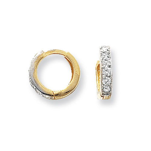 9Ct Gold Cz Hinged Hoops - ER028