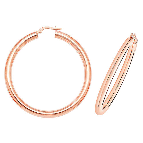9Ct Rose Gold Tube Hoops