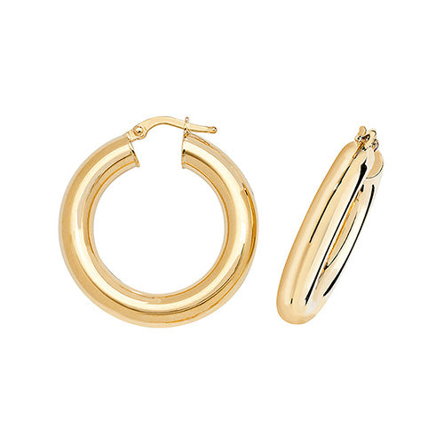 9Ct Gold Tube Hoops - ER1005