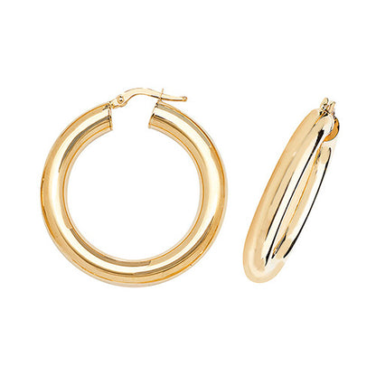 9Ct Gold Tube Hoops - ER1005