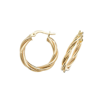 9Ct Gold Twisted Hoops - ER1006