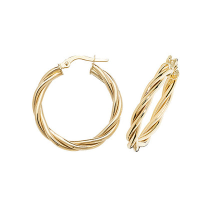 9Ct Gold Twisted Hoops - ER1006