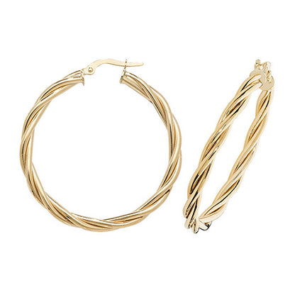 9Ct Gold Twisted Hoops - ER1006