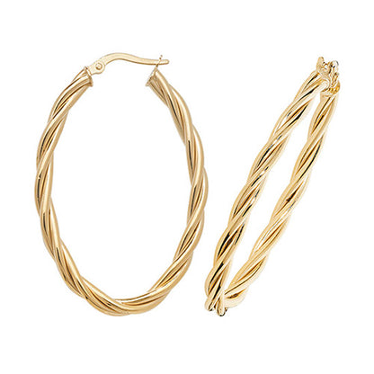 9Ct Gold Twisted Hoops - ER1006
