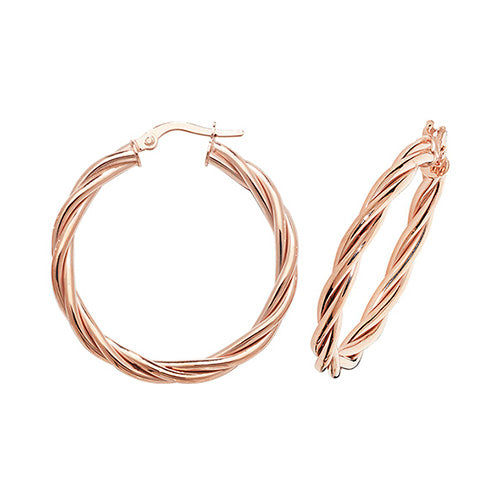 9Ct Rose Gold Twisted Hoops