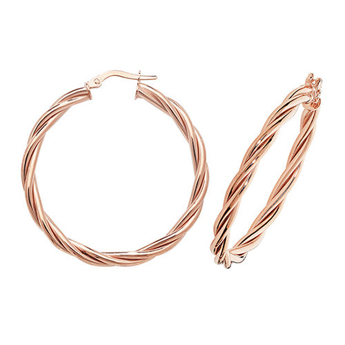 9Ct Rose Gold Twisted Hoops