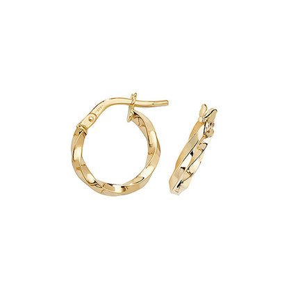 9Ct Gold Twisted/Oval Hoops - ER1008