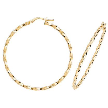 9Ct Gold Twisted/Oval Hoops - ER1008
