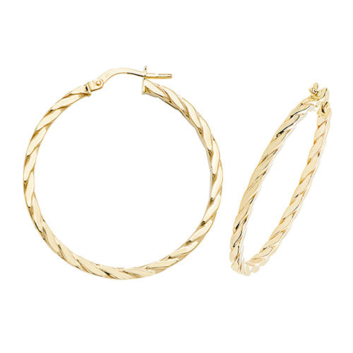 9CT Gold Twisted Hoops ER1041