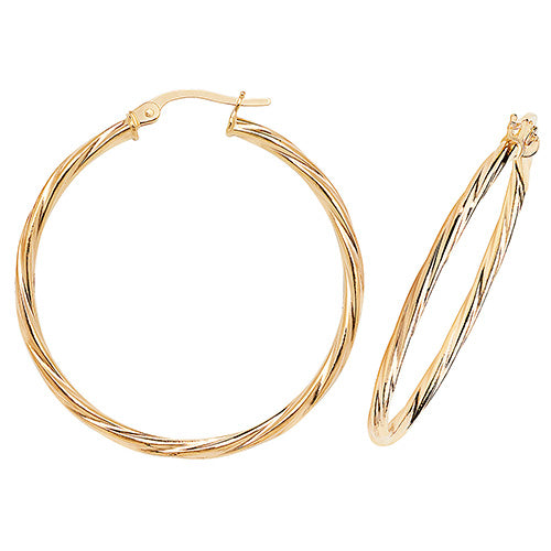 9CT Gold Twisted Hoops ER348