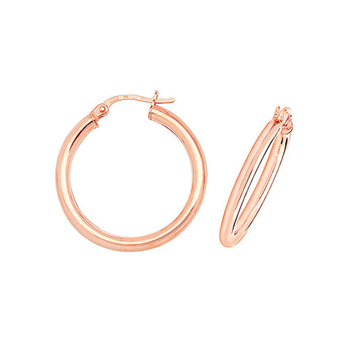 9CT Rose Gold Tube Hoops ER531R