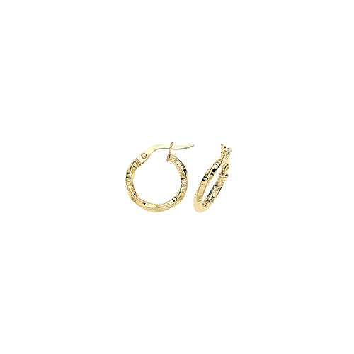 9CT Gold Diamond Cut Twisted Hoops ER963