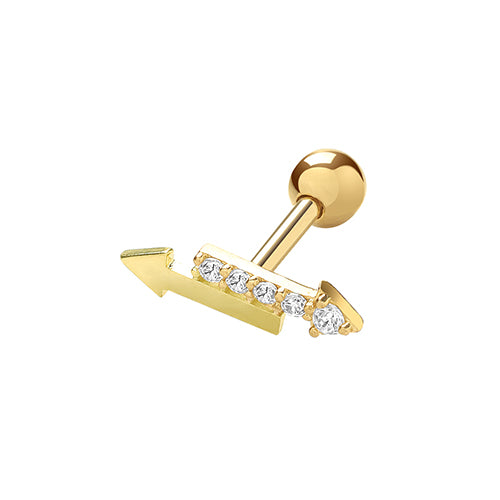 9Ct Gold Cz Double Arrow Cartilage Stud - ES1931