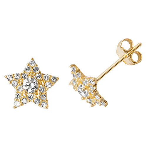 9Ct Gold Cz Starfish Studs - ES496
