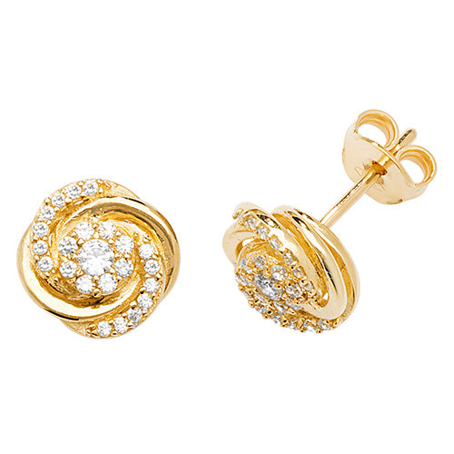 9Ct Gold Cz Twisted Studs - ES561