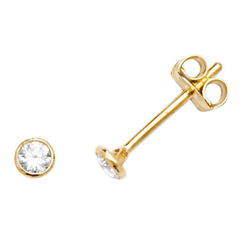 9Ct Gold Cz Rubover Studs - ES586