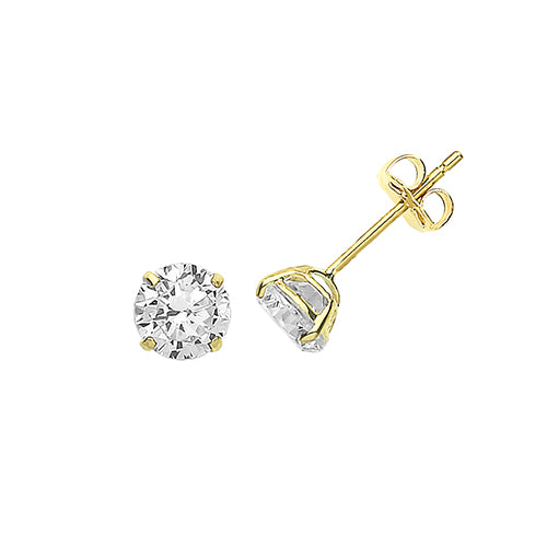 9Ct Gold Round Cz Claw Set Studs - ES710