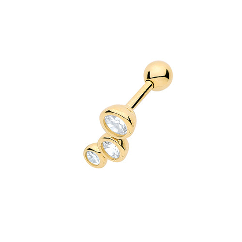 9Ct Gold Cz Bezel Right Cartilage Stud