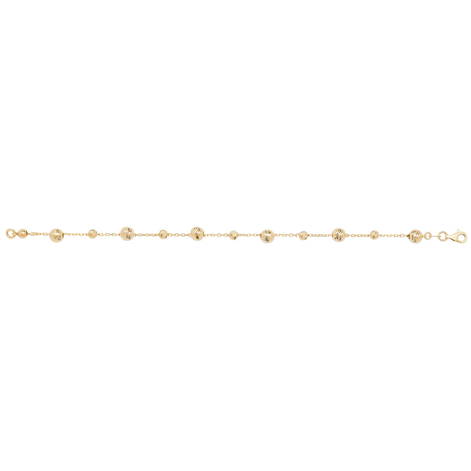 9Ct Gold Diamond Cut Full Beaded Bracelet - NK084B