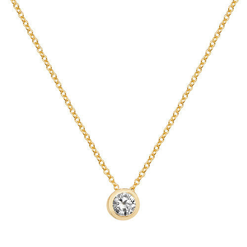 9ct Gold Single Cz Rubover Necklet - NK351
