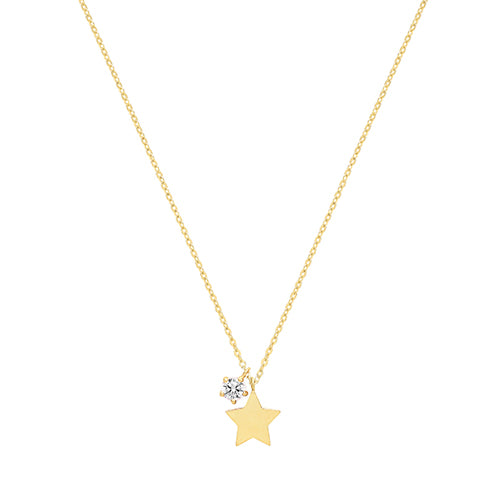9Ct Gold Star And Cz Charm Necklet - NK381