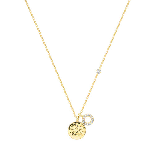 9Ct Gold Disc And Cz Circle Necklet - NK384