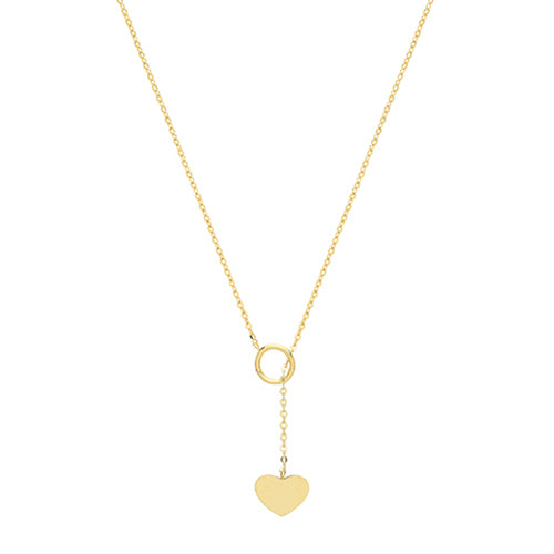 9Ct Gold Circle And Heart Lariat Necklet - NK398