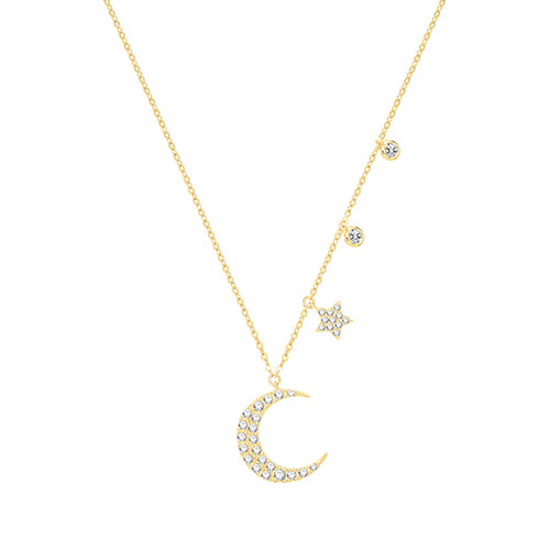 9Ct Gold Cz Moon And Star Necklet - NK399