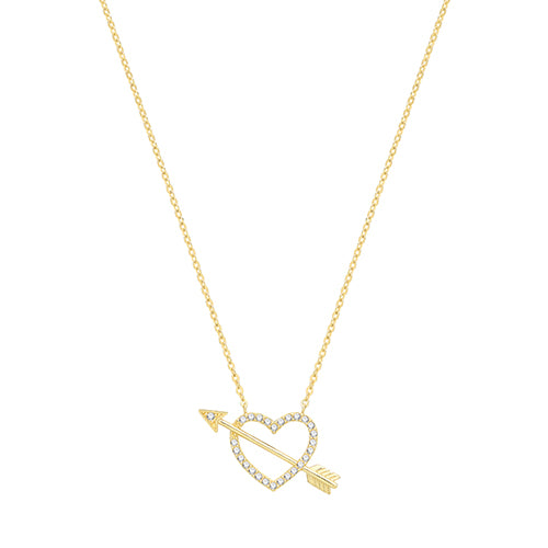 9Ct Gold Cz Heart And Arrow Necklet - NK400
