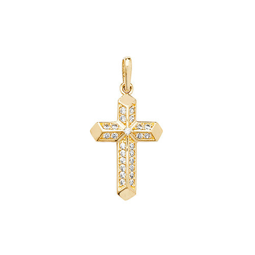 9CT GOLD CZ CROSS PENDANT PN066