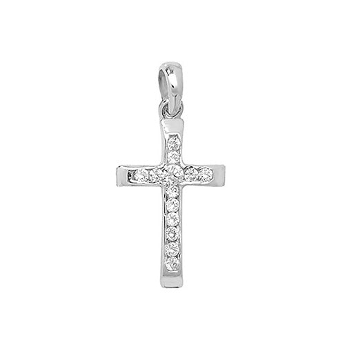 9ct White Gold Cz Cross Pendant PN090W
