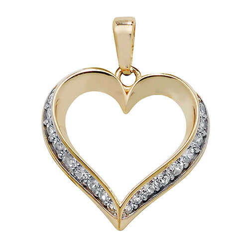 9ct Gold Cz Heart Pendant PN1005