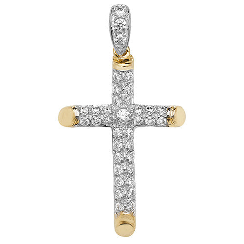 9ct Yellow Gold Cross with CZ stones