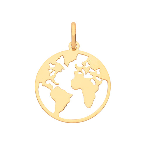 9ct Gold World Map Pendant PN1067
