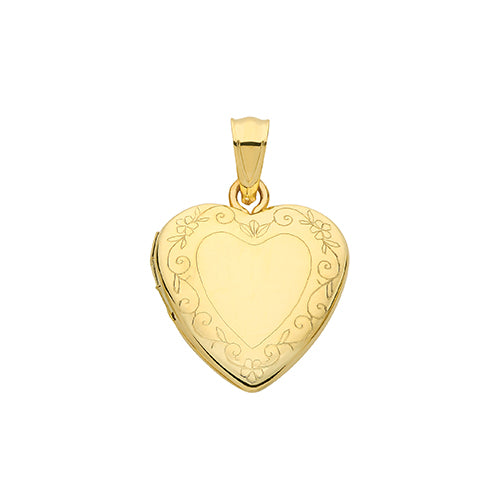 9ct Gold Engraved Heart Locket - PN1095